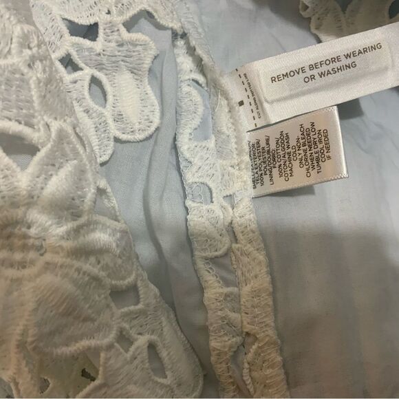 New LOFT White Floral Lace Overlay V-Neck Dress Size 0P $118 - Picture 8 of 8